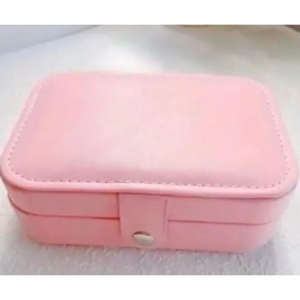 NWT Jewelry Box Case Pink Pu Leather Jewelry Organizer Earrings Bracelets Rings